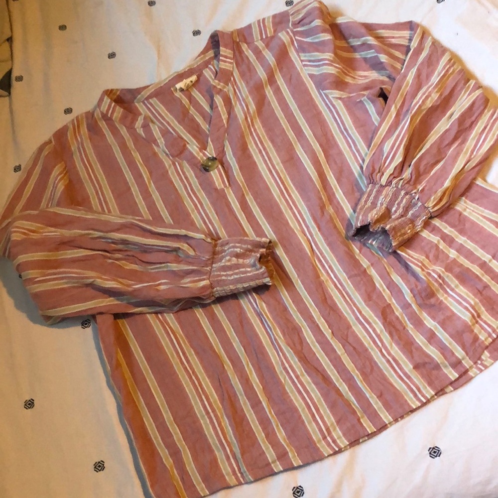 a.n.a blouse with ruching cuffs and mandarin collar, cotton blend  XXL
